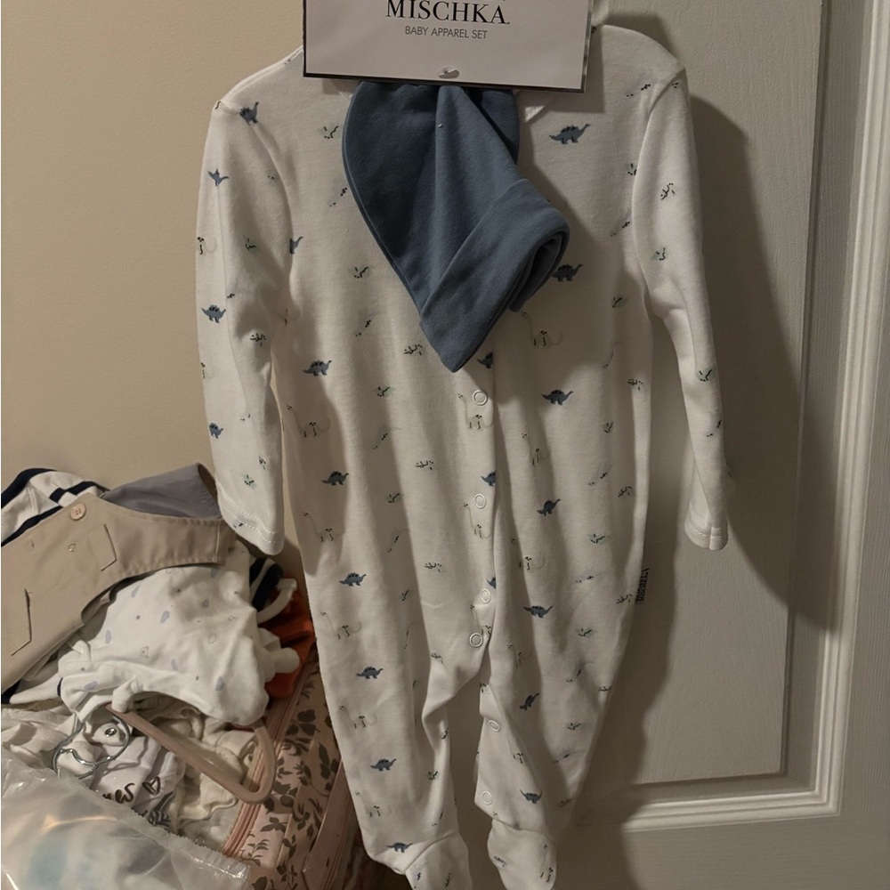 Mishka White and Blue Dinosaur Footie